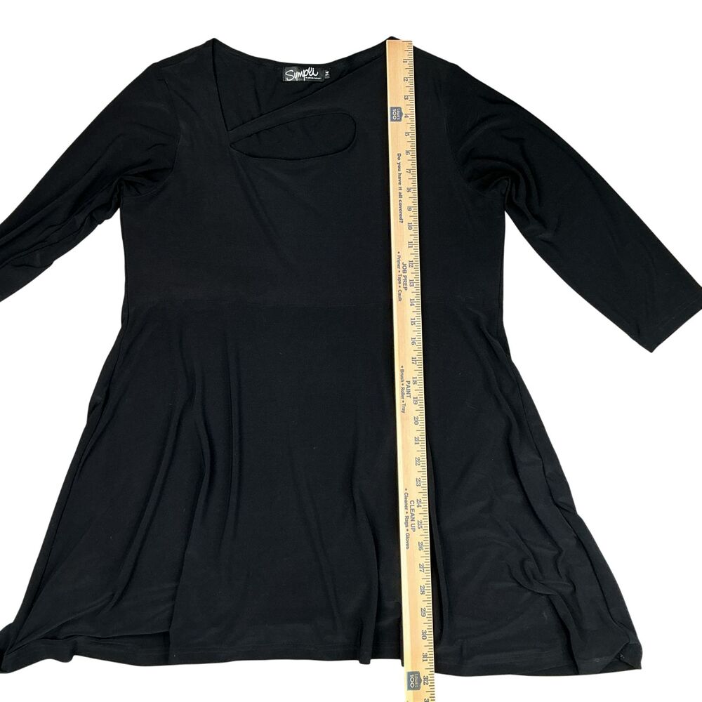 Sympli Travel Dress sz 14 Black Fit Flare Cutout Detail No Iron Packable Canada - Picture 13 of 13
